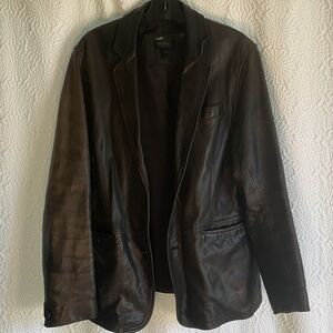 Danier black leather jacket faded distressed sleeves vintage